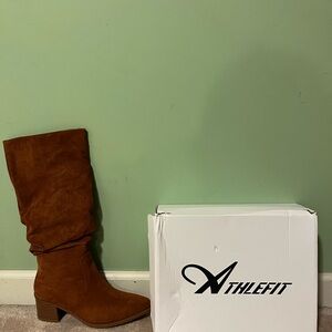 Athlefit Women's Brown Suede Heeled Boots Size 7